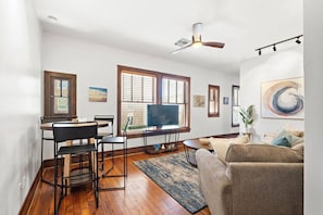 Curl up with a good book in the inviting living room