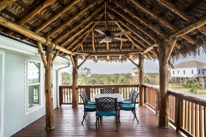 Dining area on large covered deck.