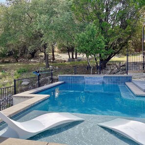 Waterfall pool with plenty of room for everyone!