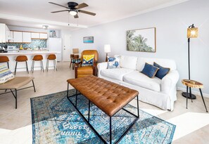 Living Room - Aqua Villa Resort, Okaloosa Island, Fort Walton Beach, Vacation Condos by Sunset Resort Rentals