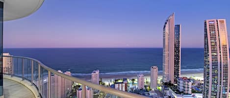 Gorgeous size balcony with the ocean and the city views