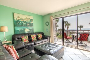 Gulf front living room.