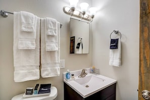Bathroom.  We include complimentary soap and gel! And makeup removal towels!