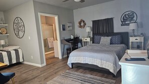 The full bathroom and additional sleeping area. 