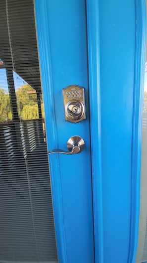Enter the code and then turn the deadbolt to get in.