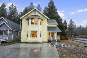 Large driveway fits 4 cars. 