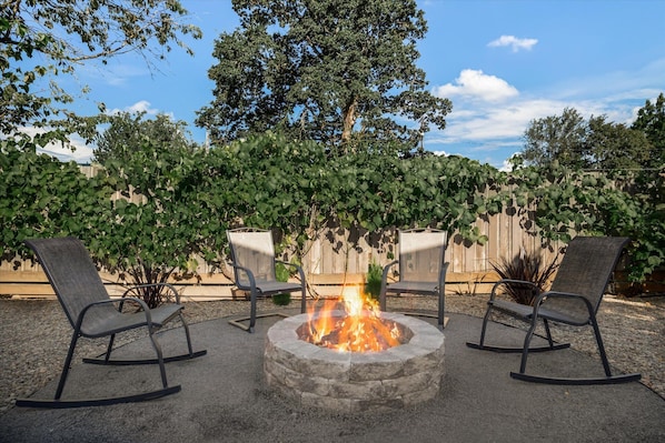 Fire pit to enjoy after a long day. 