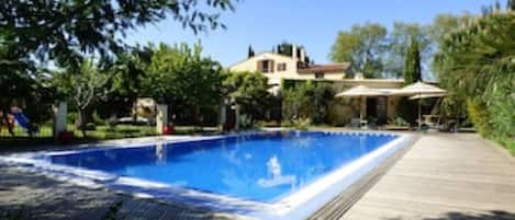 Beautiful saltwater pool and decking area