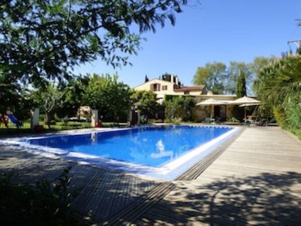 Beautiful saltwater pool and decking area