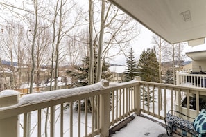 Private balcony offering seating.