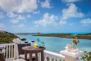 A stunning view of the water from the deck