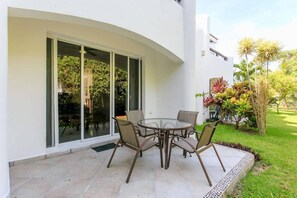 Enjoy some fresh air or dine on the patio