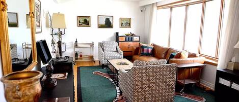 Main Entrance Living Room Featuring Mid Century Modern Art & Decor.