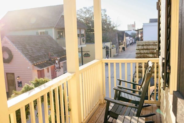 Balcony overlooking St. George Street in the heart of the Historic District