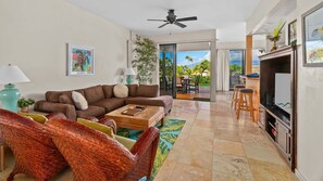 Kapalua Bay Villas #11G4 - Living Room & Lanai - Parrish Maui