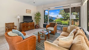 Kapalua Bay Villas #12G5 - Ocean View Living Room - Parrish Maui
