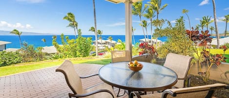 Kapalua Bay Villas #15G2 - Covered Ocean View Dining Lanai - Parrish Maui
