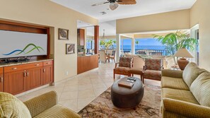 Kapalua Bay Villas #17B2 - Ocean View Living Room & Lanai - Parrish Maui