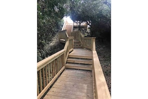 Walkway from private parking lot