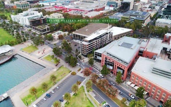 View of the apartment building looking towards Geelong CBD