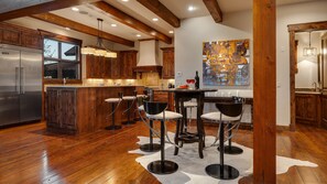 Kitchen with additional bar seating