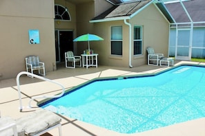 South facing pool area with plenty of space for relaxing