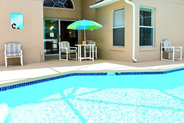 South facing lovely screened pool area