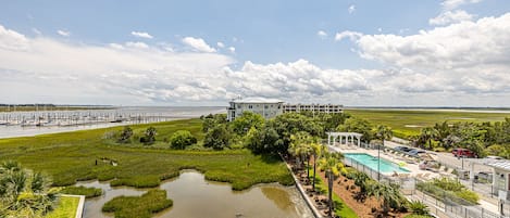 Aerial view of The Waterfront at the Golden Isles Marina