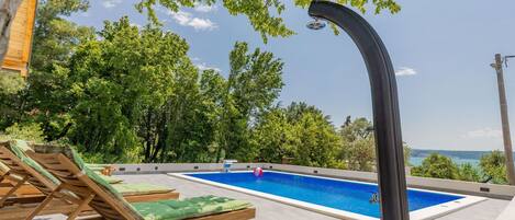 Water, Sky, Property, Plant, Azure, Swimming Pool, Shade, Tree, Outdoor Furniture, Cloud