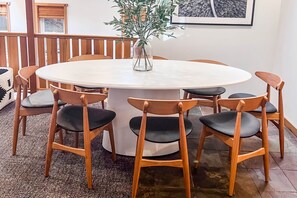 Oval dining table seats eight