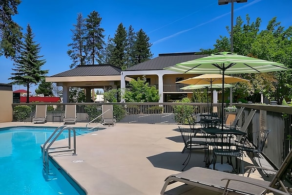 Umbrellas and loungers are provided