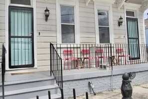 Outdoor patio with chairs