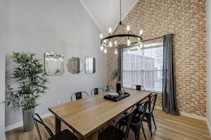 This chic dining space has been designed to provide you with a sophisticated restaurant feel without the hassle of leaving your home away from home.