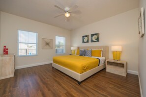 Master bedroom and ensuite bathroom. On first floor.
