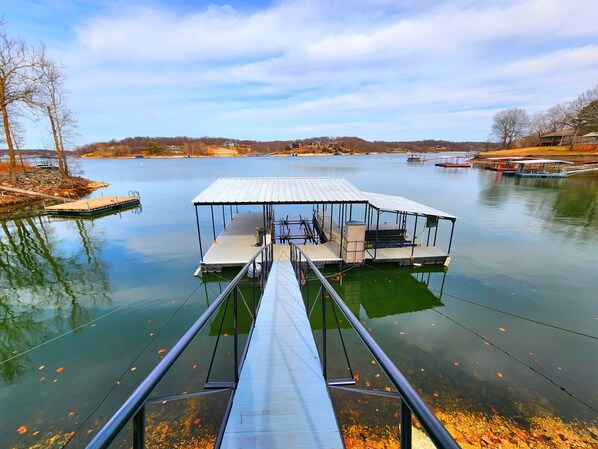 breathtaking lake views from your balcony overlooking your private dock