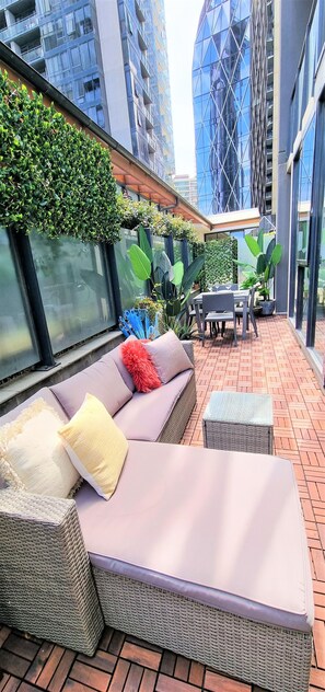 Beautiful large courtyard with timber decking.  