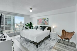 Cozy bedroom area with views