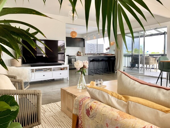 Large open plan living, dinning, kitchen. Easy indoor outdoor flow