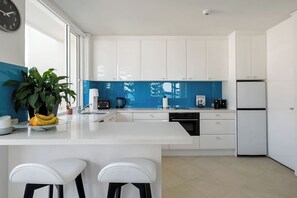 Kitchen with everything you need - but there's so many great restaurants!