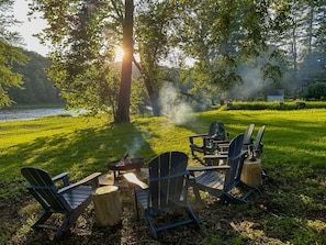 Sunset by the river, fire pit gathering time - perfection!