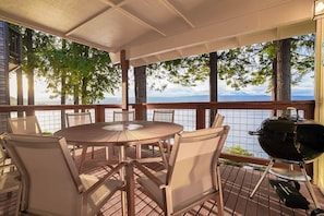 Fire up the grill on the covered deck just off the dining room. There's nothing quite like watching the sunset with a warm meal and friends and family at your side!