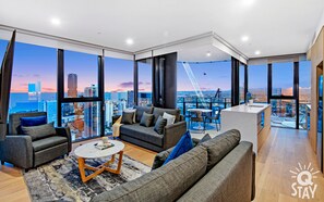 Experience luxury living while lounging around this elegant living room