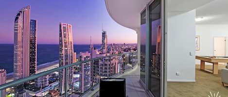 Gorgeous size balcony with the ocean and the city views