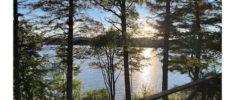 View from the deck of Long Lake and Owls Head Mountain.