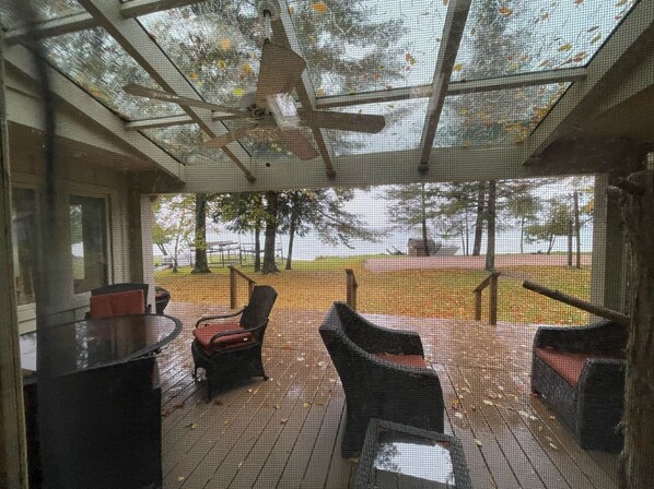 Covered porch for Lake gazing, and star gazing at night.