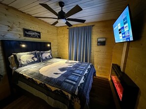 Master Bedroom with comfy Purple mattress.  Only the best for our guests!