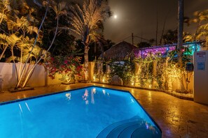 Heated Saltwater Pool By Night