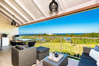 Upscale comfort at Punahele B304, looking at the Pacific ocean beyond the Kona Golf Course