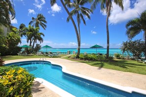 View of the resort pool from our private patio