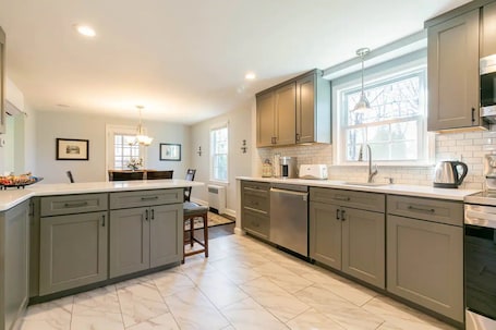 Well stocked newly renovated kitchen. Prepare quick breakfast or a holiday meal.